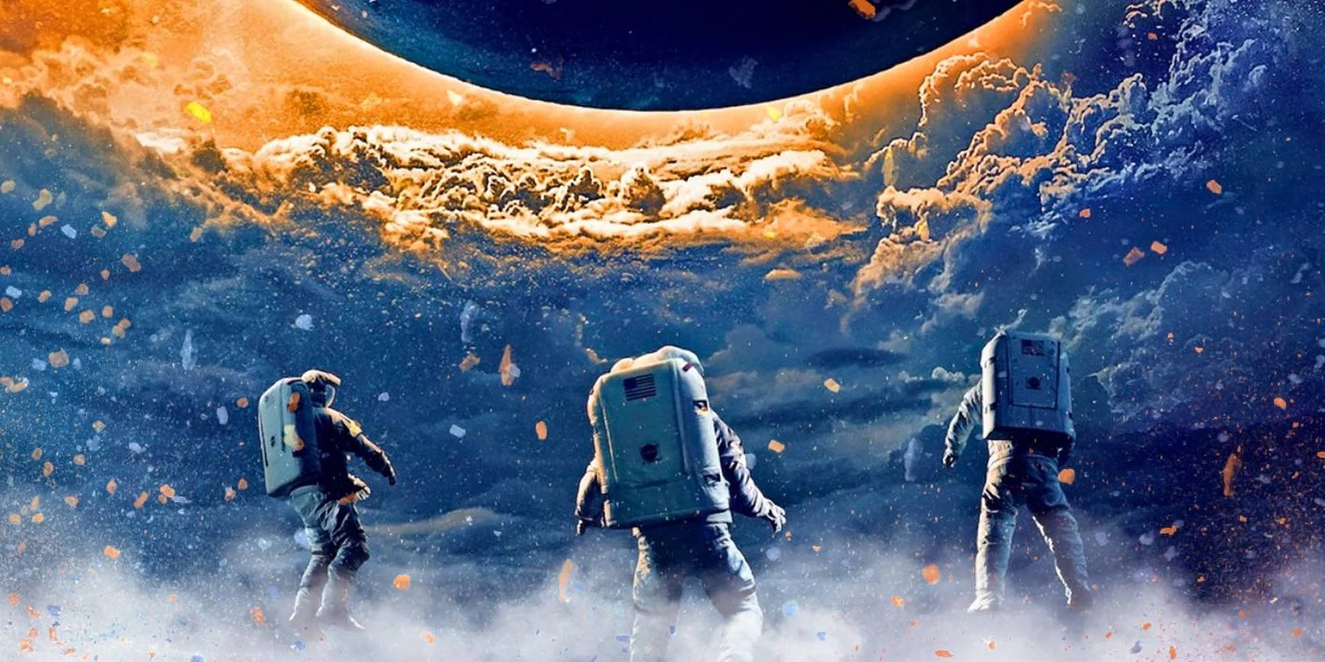 Floating Astronauts In Space Moonfall