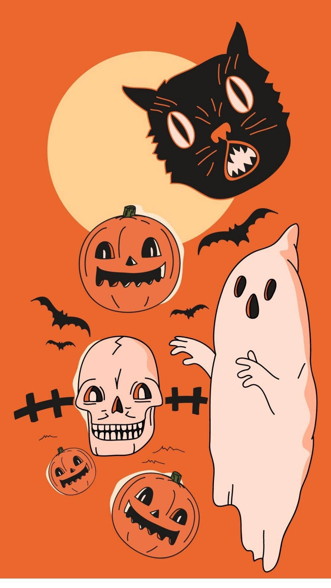 Floating Cartoon Halloween Figures Wallpaper