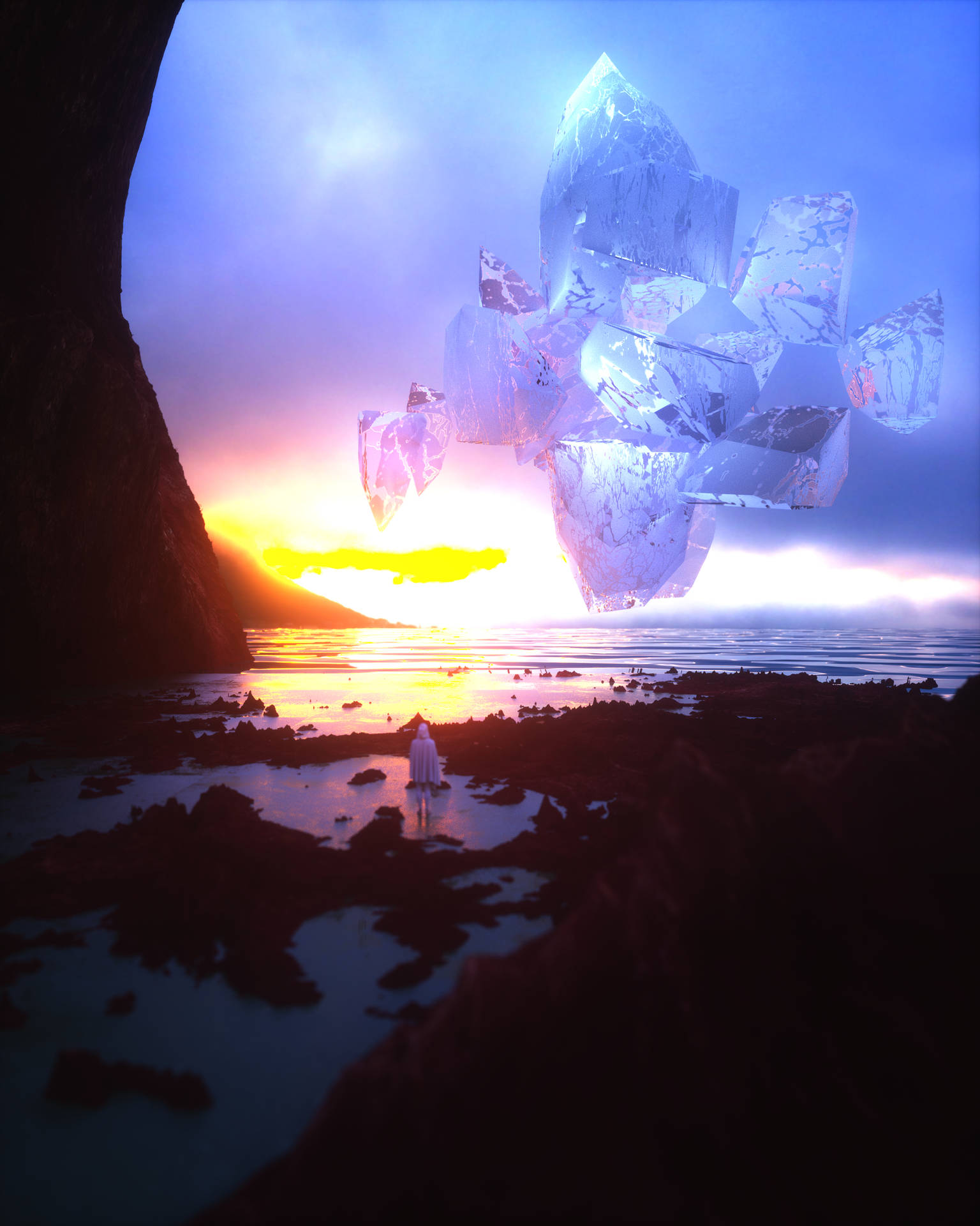 Floating Crystal At Sunset