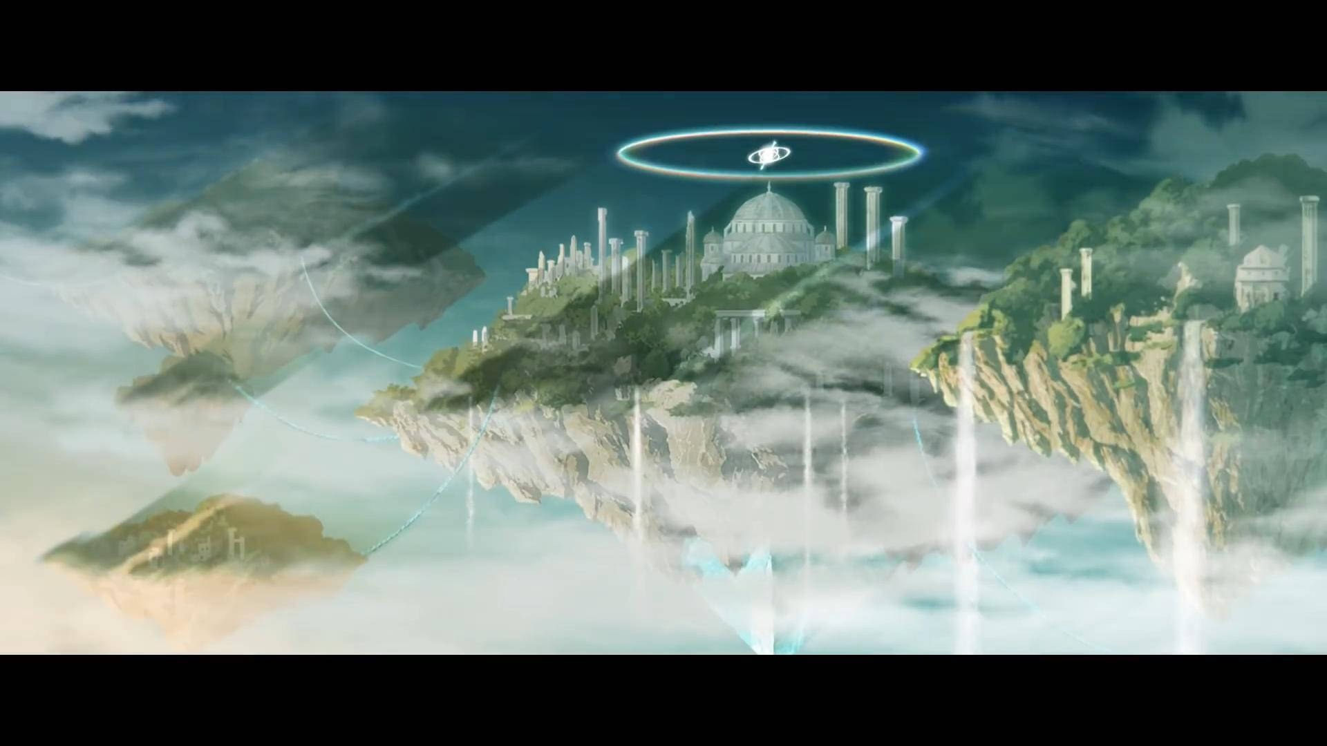 Floating Fantasy Aesthetic Anime City Background