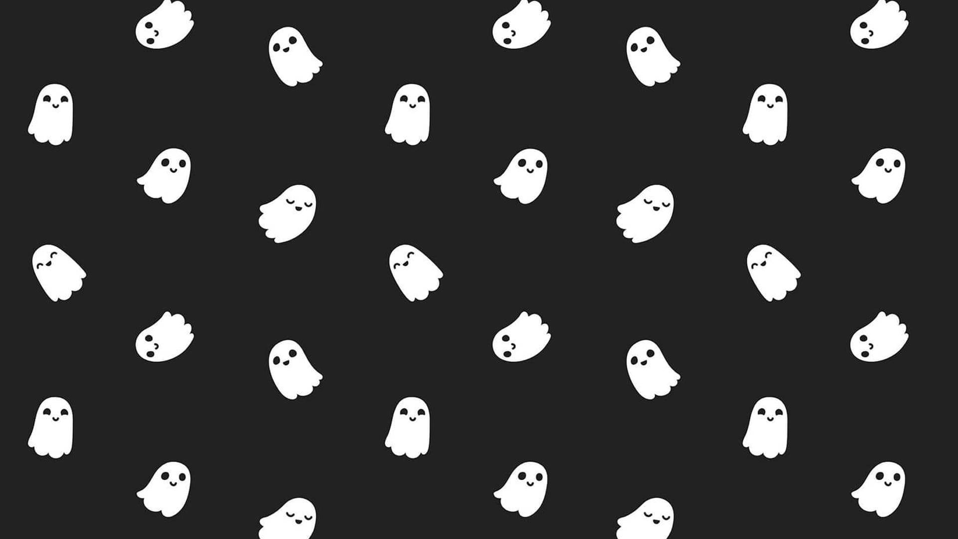 Backgroundsvävande Spöken Söt Halloween Skrivbordsbakgrund. Wallpaper