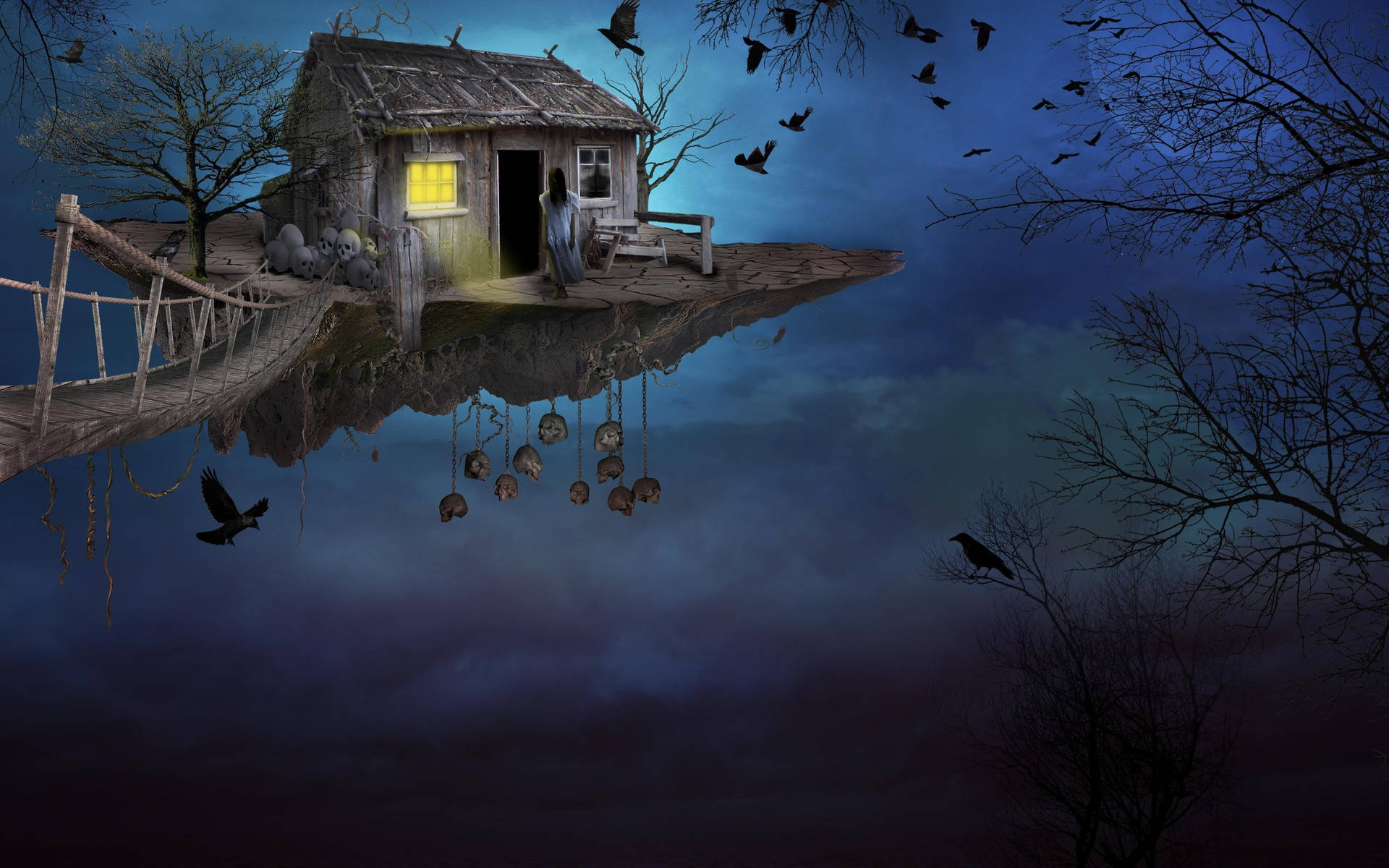 Floating Halloween-themed Fantasy Island