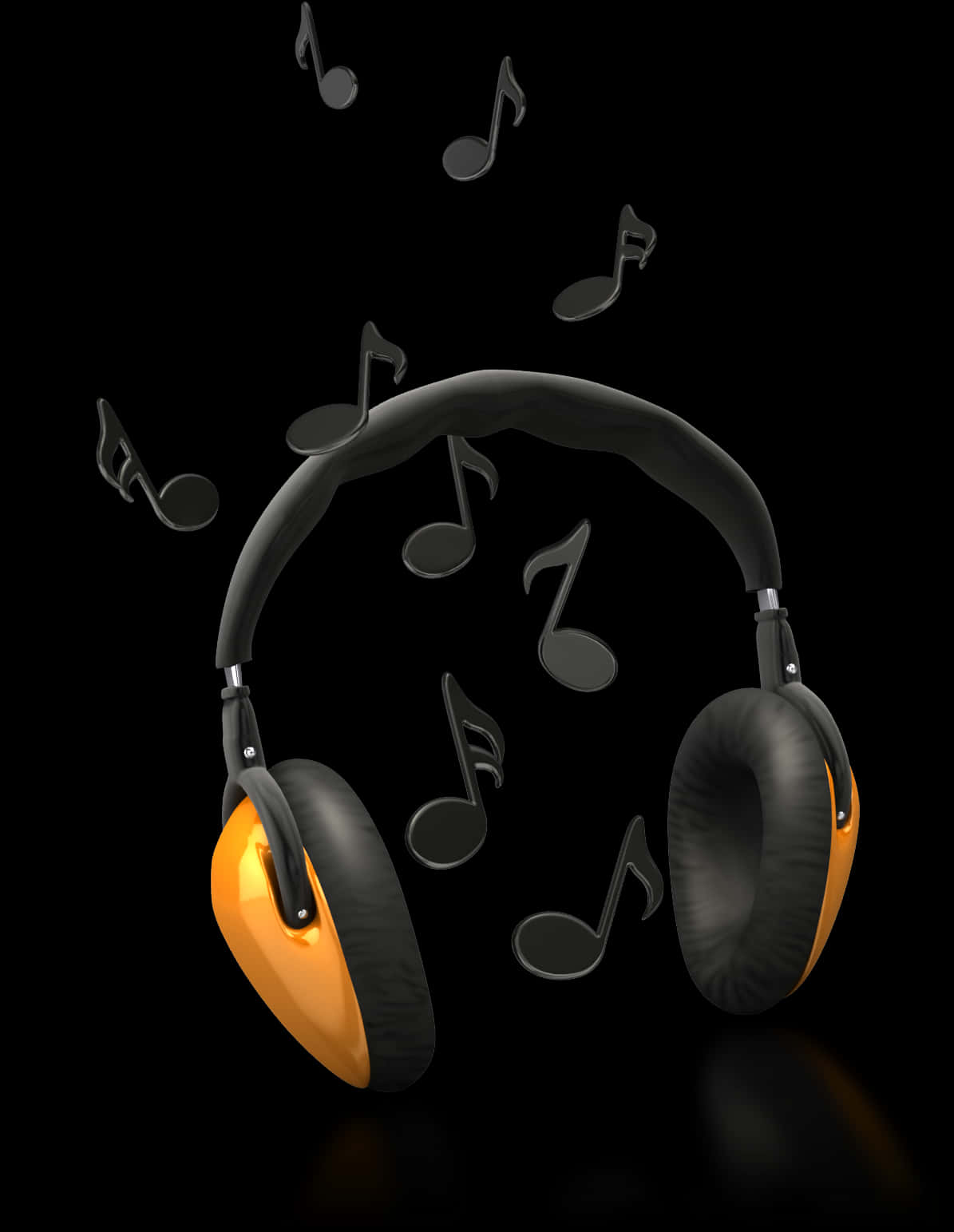 Floating Headphoneswith Musical Notes PNG