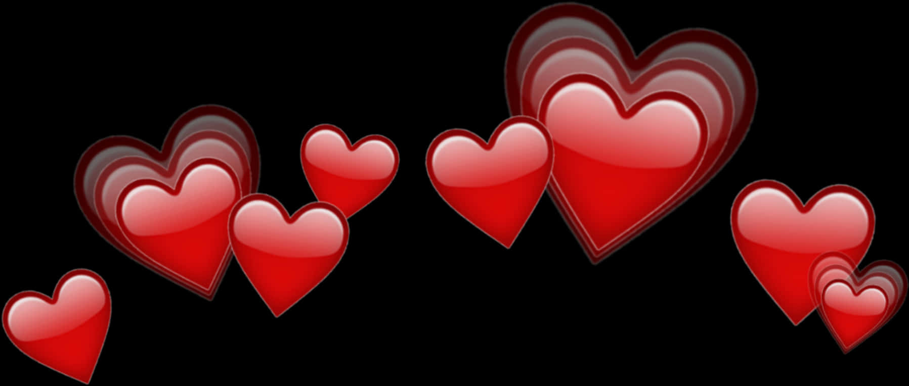 Floating Hearts Black Background PNG