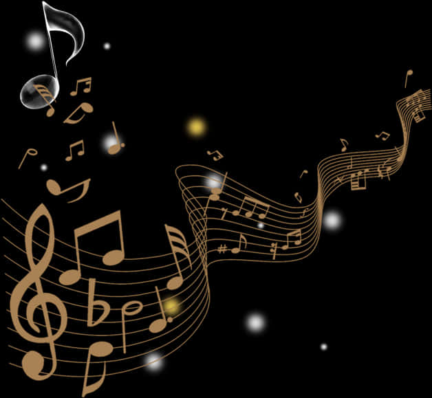 Musical Notes Floatingin Space PNG