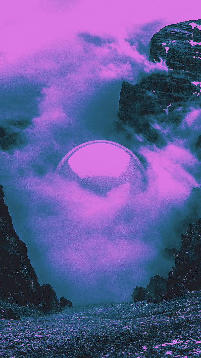 Floating Orb Inside Psychedelic Cloud Background