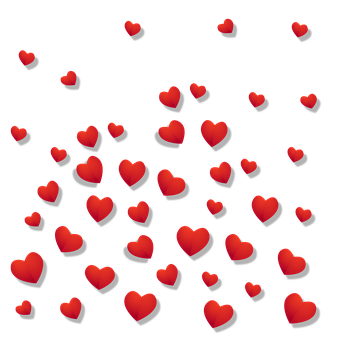 Floating Red Heartson Black Background PNG