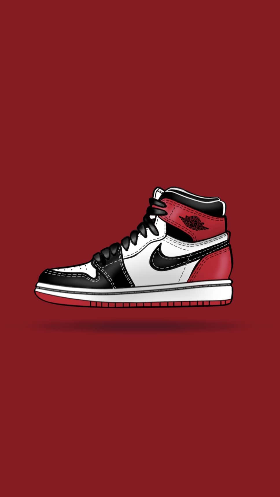 Flydende Røde Nike Jordan Air 1 Sko Wallpaper