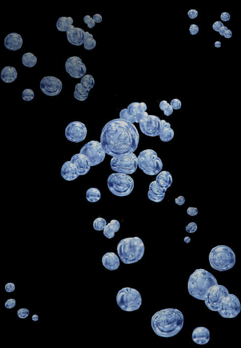 Floating Soap Bubbles Black Background PNG