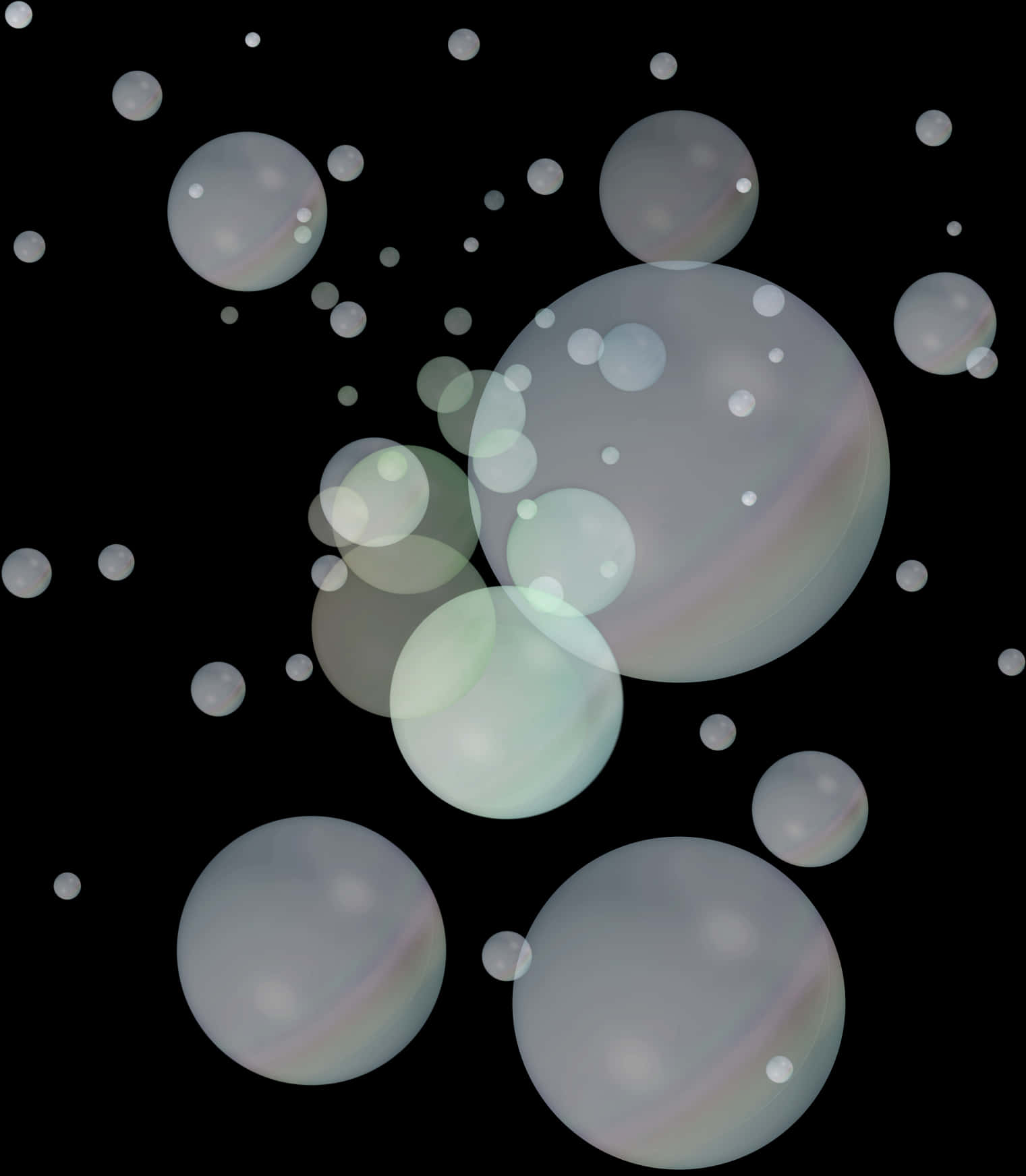 Floating Soap Bubbles Dark Background PNG
