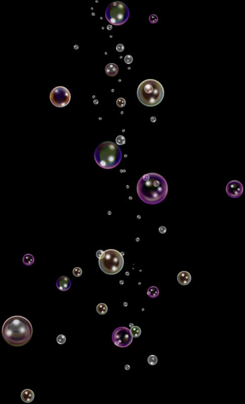 Floating Soap Bubbleson Black Background PNG