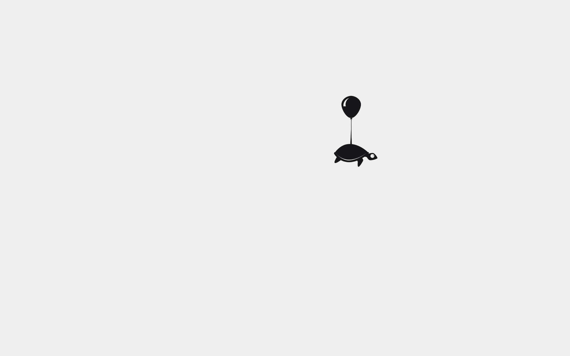 Floating Turtle With Balloon Minimal Background Wallpaper