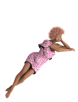 Floating Womanin Pink Dress PNG