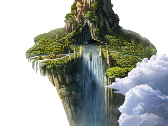 Floating_ Island_ Waterfall_ Fantasy_ Scene.jpg PNG