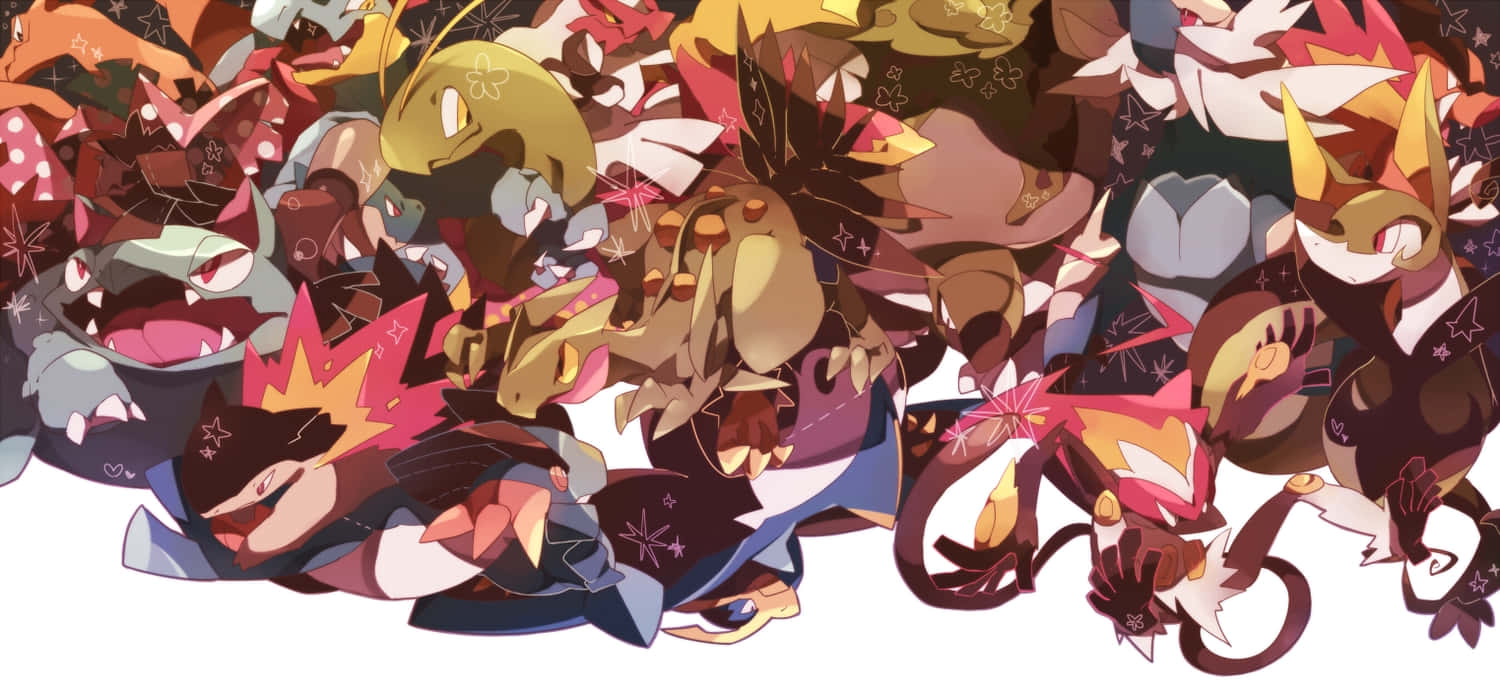 Flocking Pokemons With Emboar Wallpaper