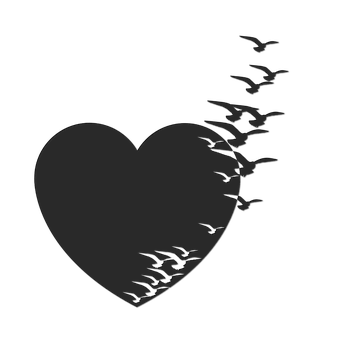 Flockof Birds Escaping Heart Silhouette PNG