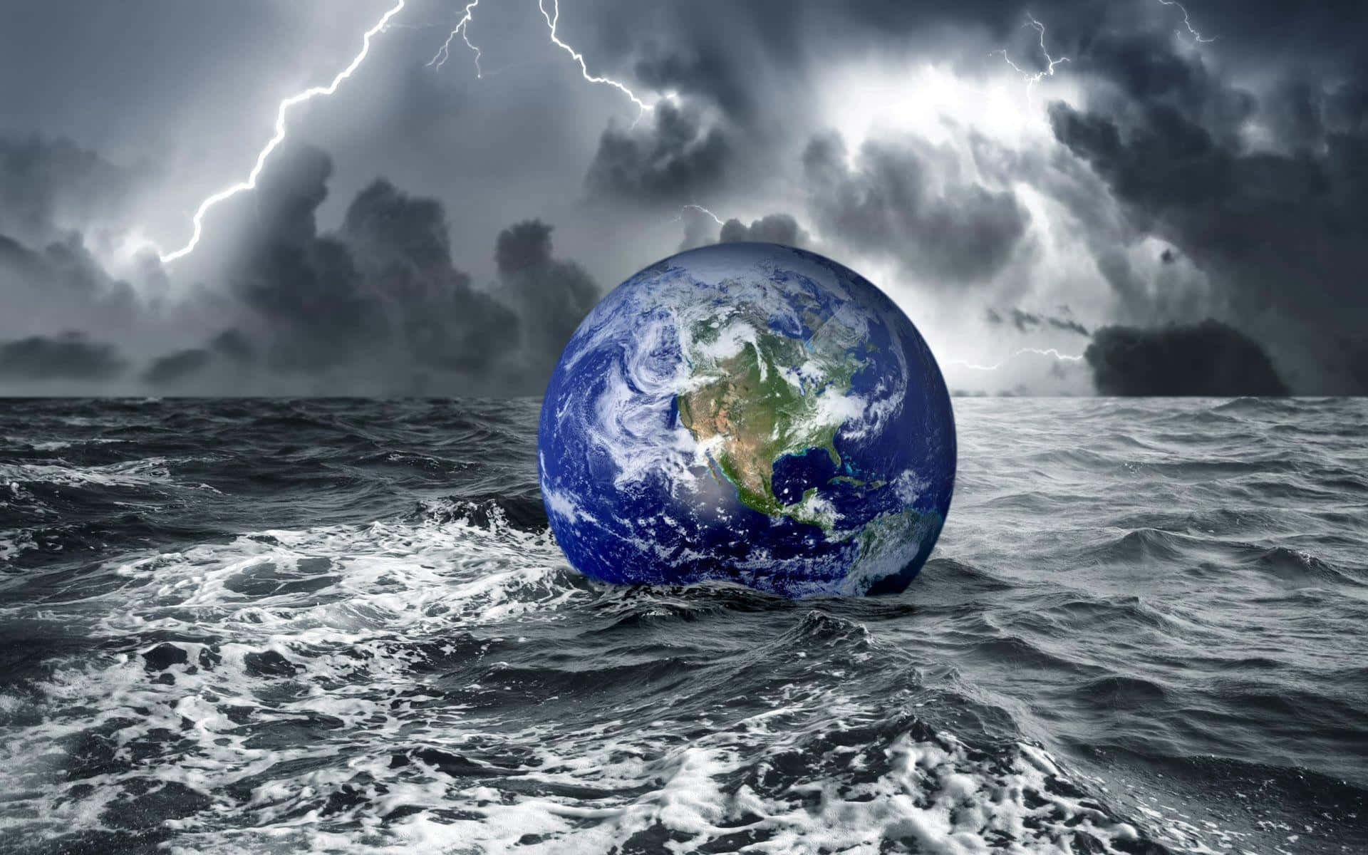 Flood And Storm In Planet Earth Digital Art Wallpaper