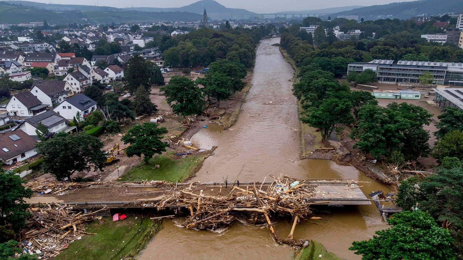A Bridge Is Destroyed In A Flood