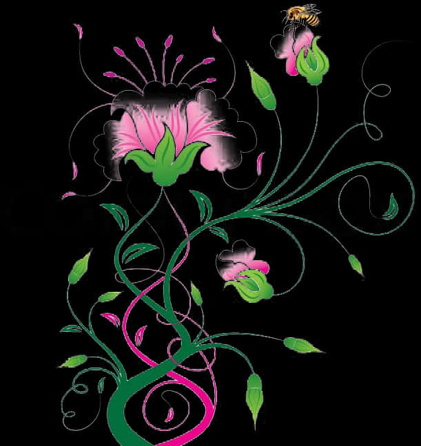 Floral Abstract Art Design PNG