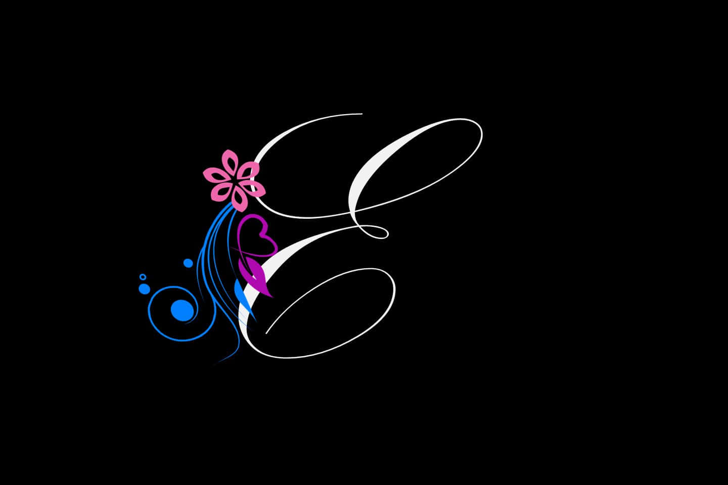 Floral Abstract Letter E Art Wallpaper