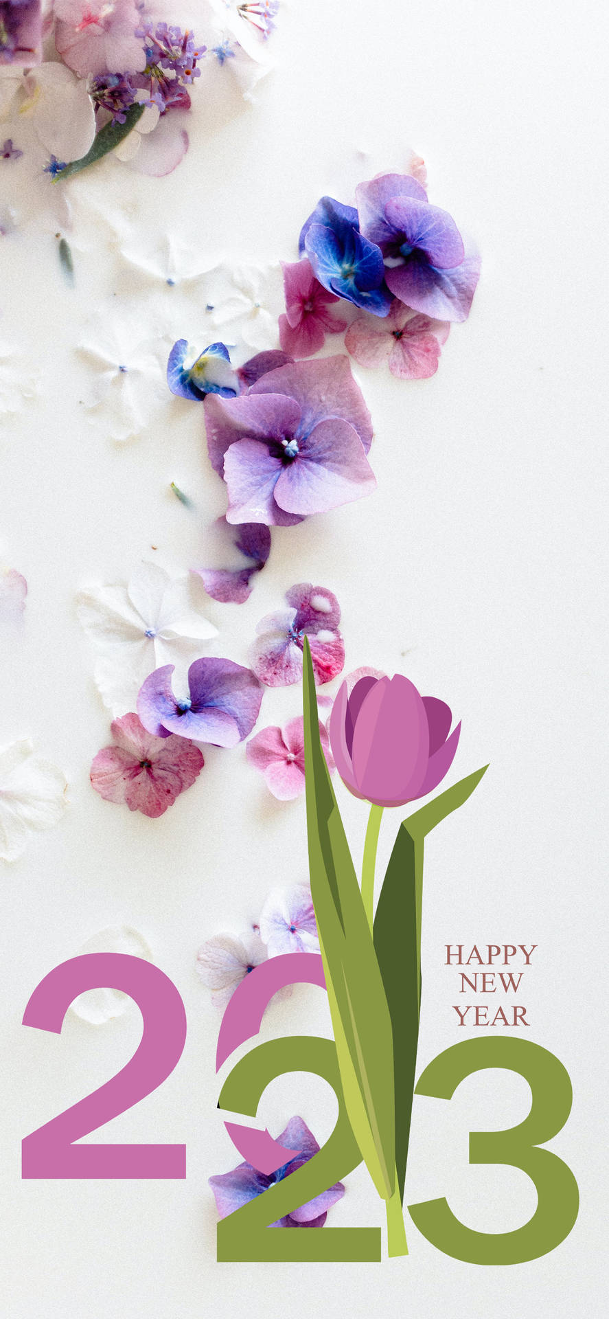 Download Floral Aesthetic Happy New Year 2023 Wallpaper 