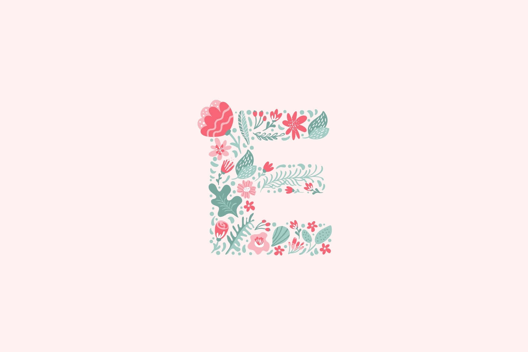 Floral Alphabet E Letter Design Wallpaper