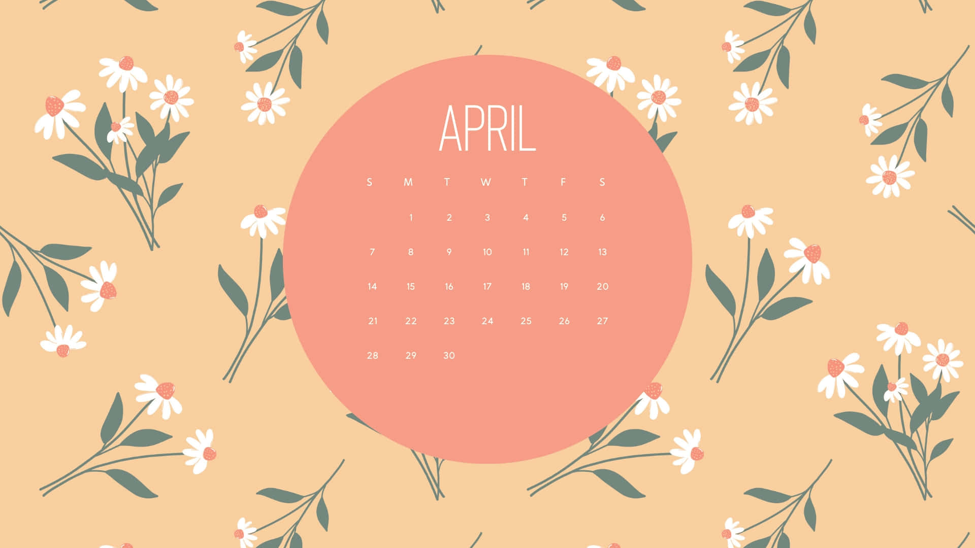 Floral April Calendar Background Wallpaper