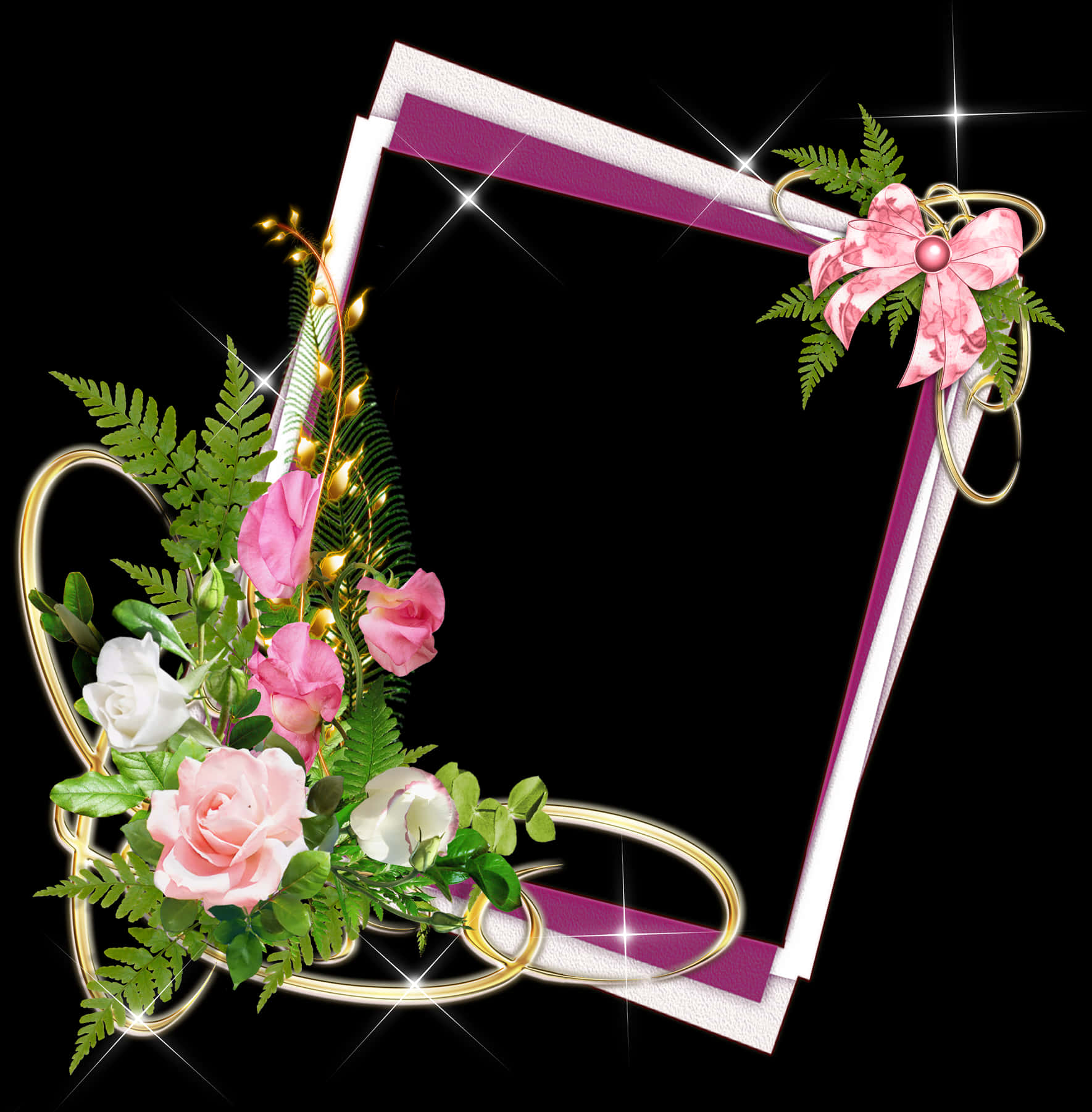 Floral Arabesque Frame Design PNG