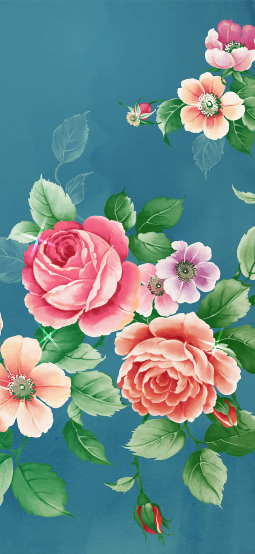 Colorful Floral Art Aesthetic Wallpaper