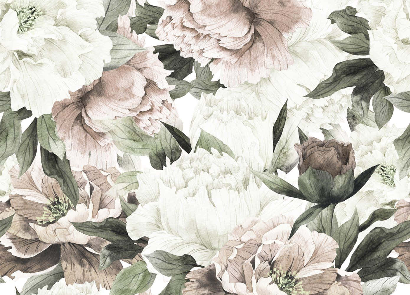 Tranquil Floral Art Display Wallpaper