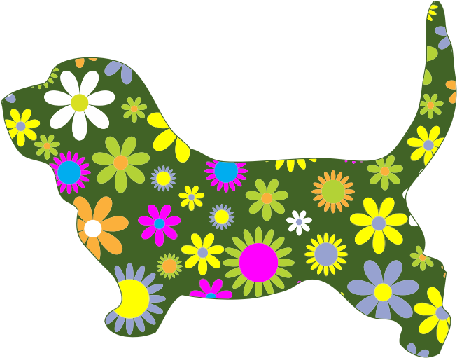 Floral Basset Hound Silhouette PNG