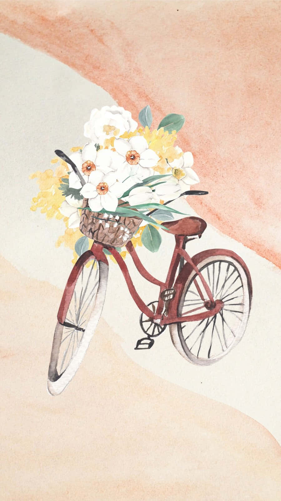 Floral_ Bicycle_ Watercolor_ Artwork Wallpaper