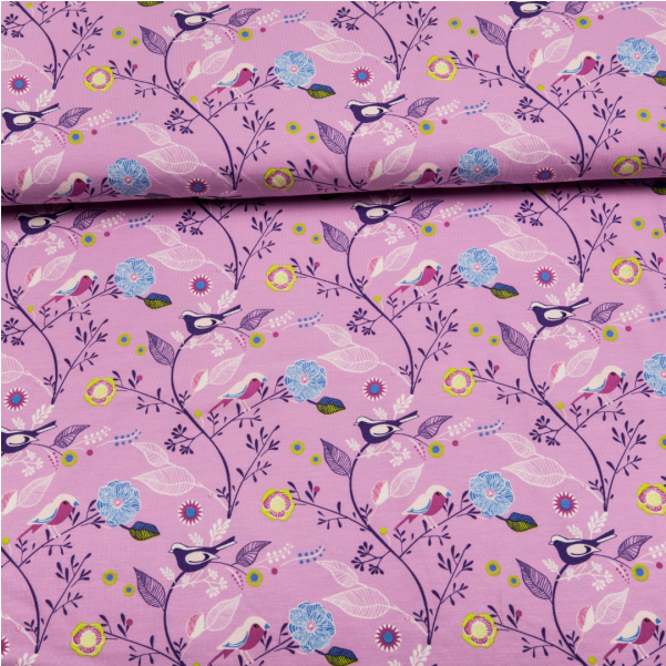 Floral Bird Pattern Fabric PNG