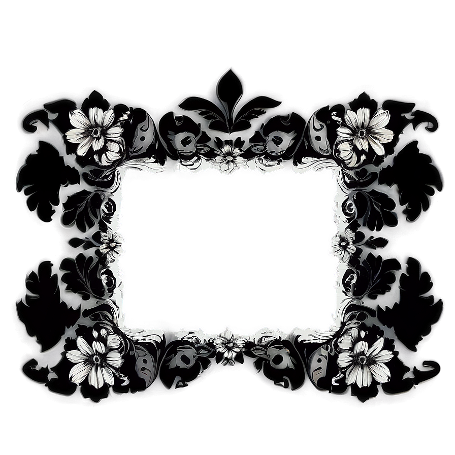 Floral Black Frame Png 73 PNG