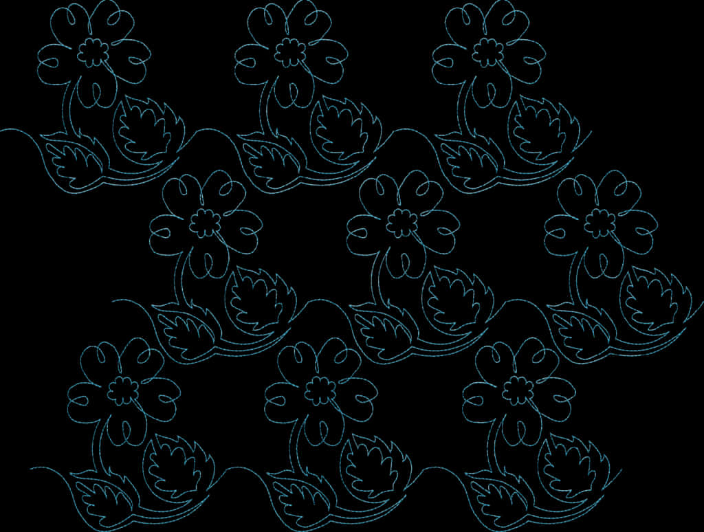 Floral Border Design Outline PNG