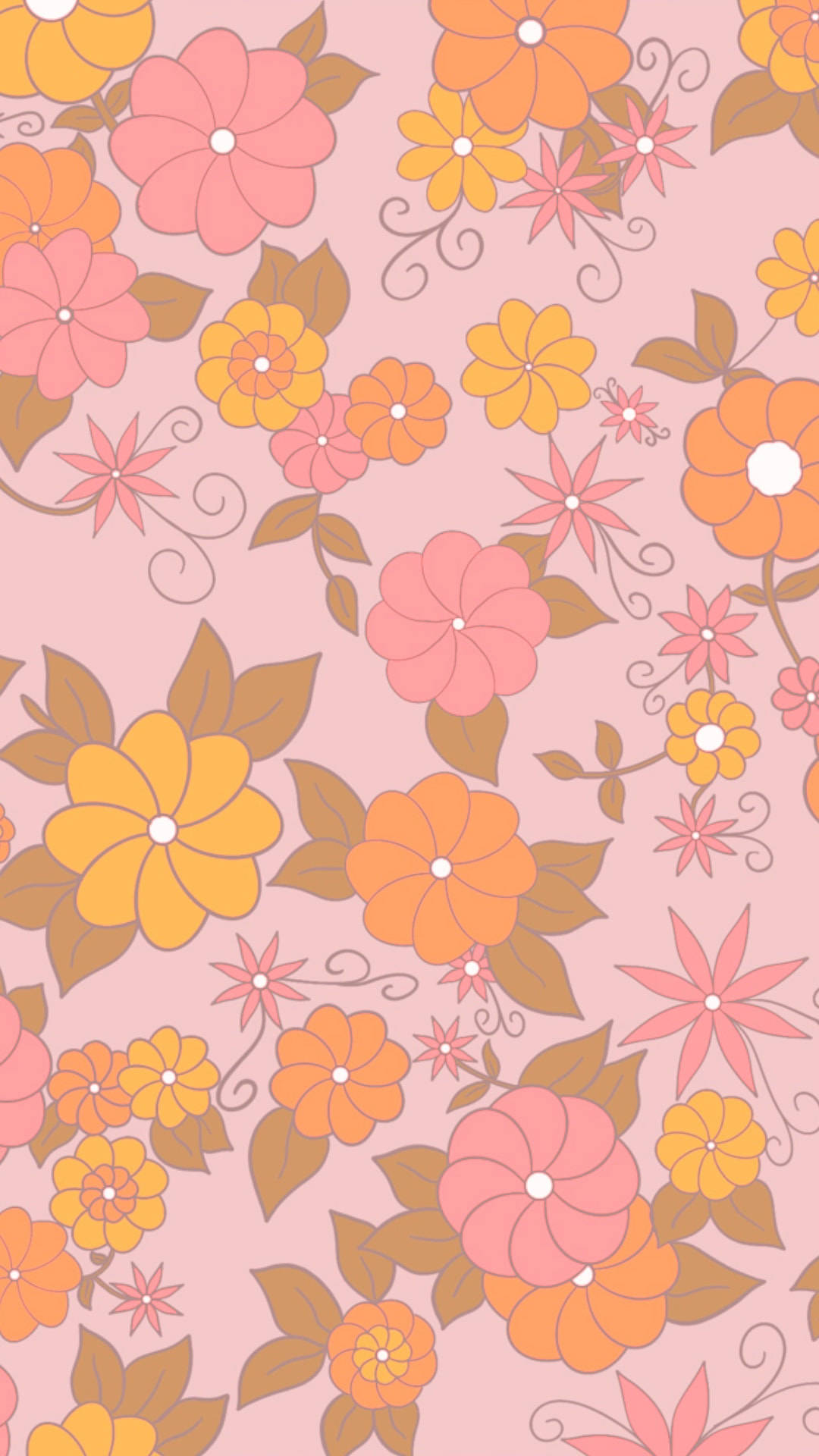 Floral Brown Pink Phone Wallpaper