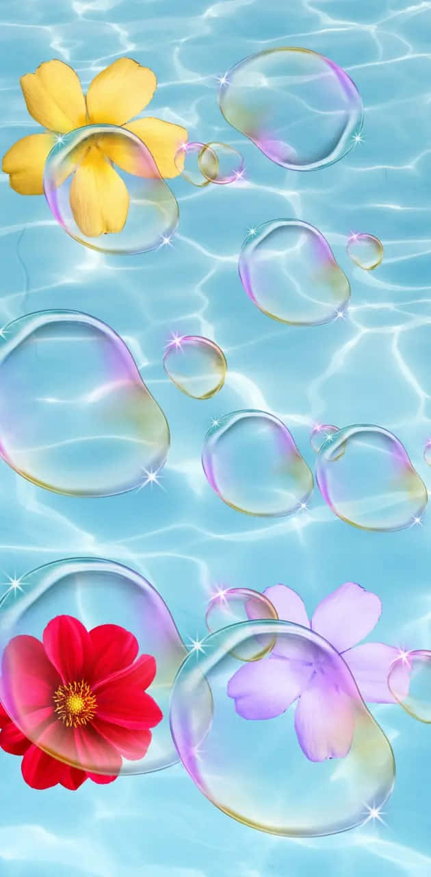 Floral Bubbles Water Background Wallpaper