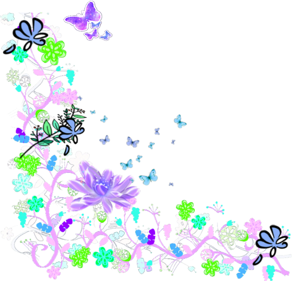 Floral Butterfly Graphic Border PNG