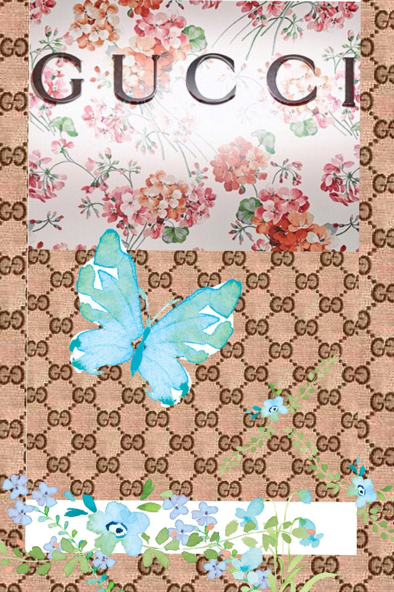 Floral Butterfly Gucci Pattern Wallpaper