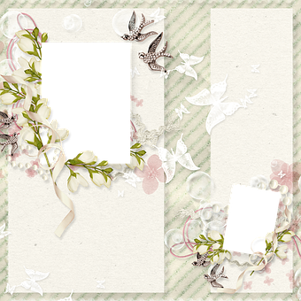 Floral Butterfly Scrapbook Frame PNG