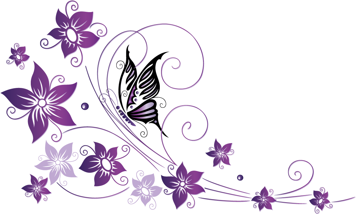 Floral Butterfly Vector Border PNG