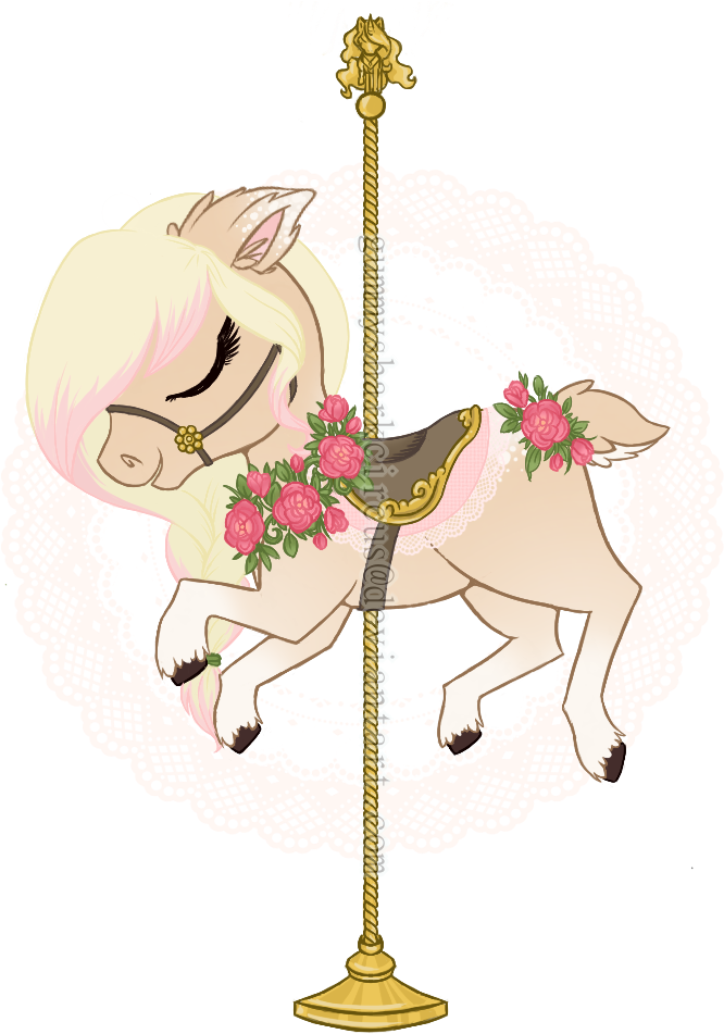 Floral Carousel Unicorn Illustration PNG