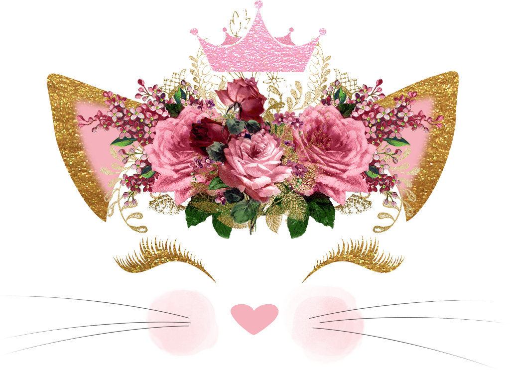 Floral Cat Crown Artwork PNG