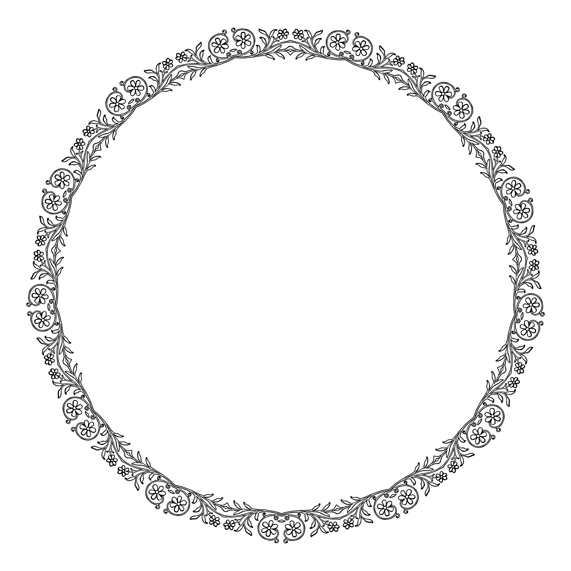 Floral Circle Frame Design PNG