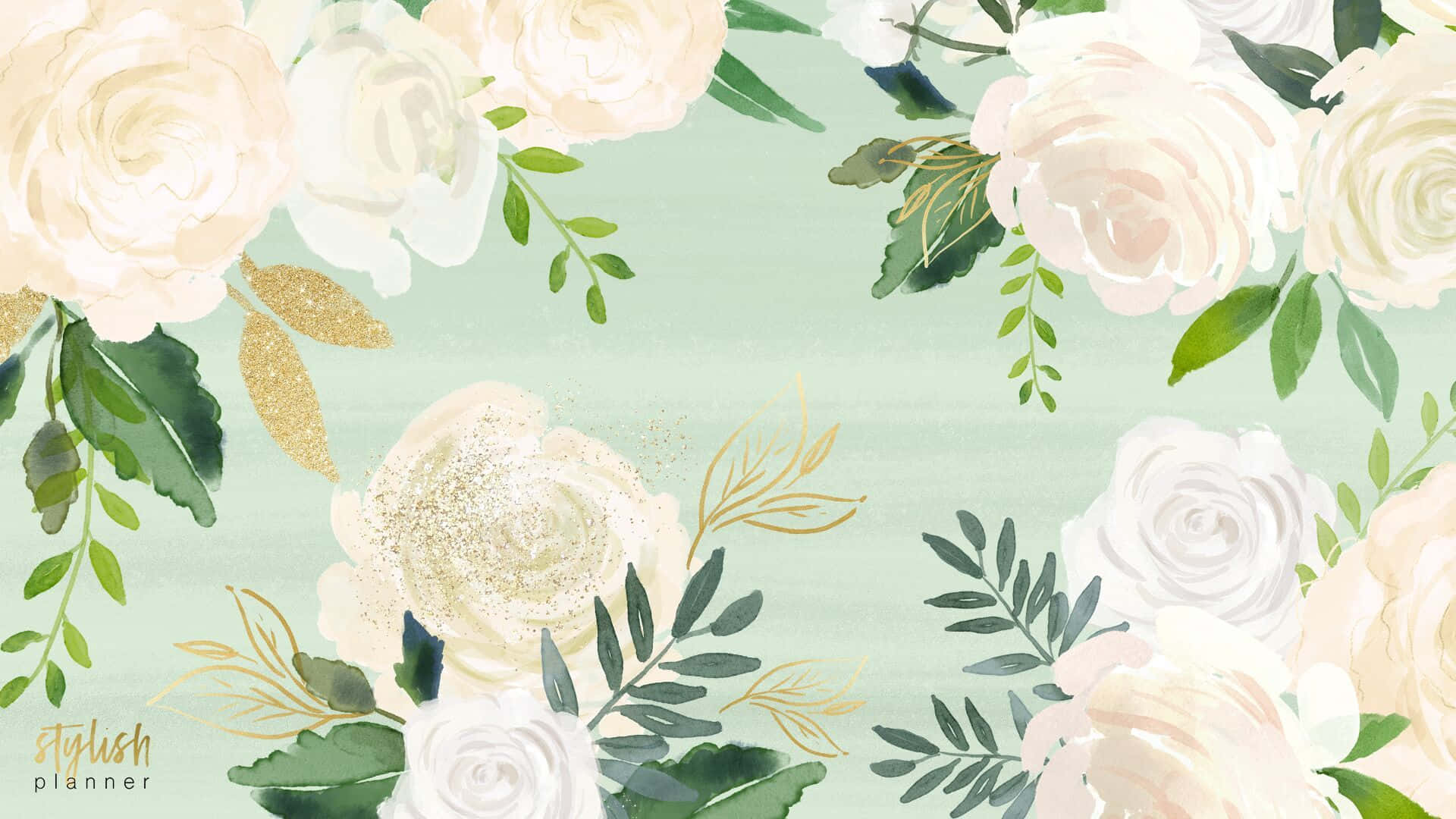 Watercolor Floral Background With White Flowers Wallpaper