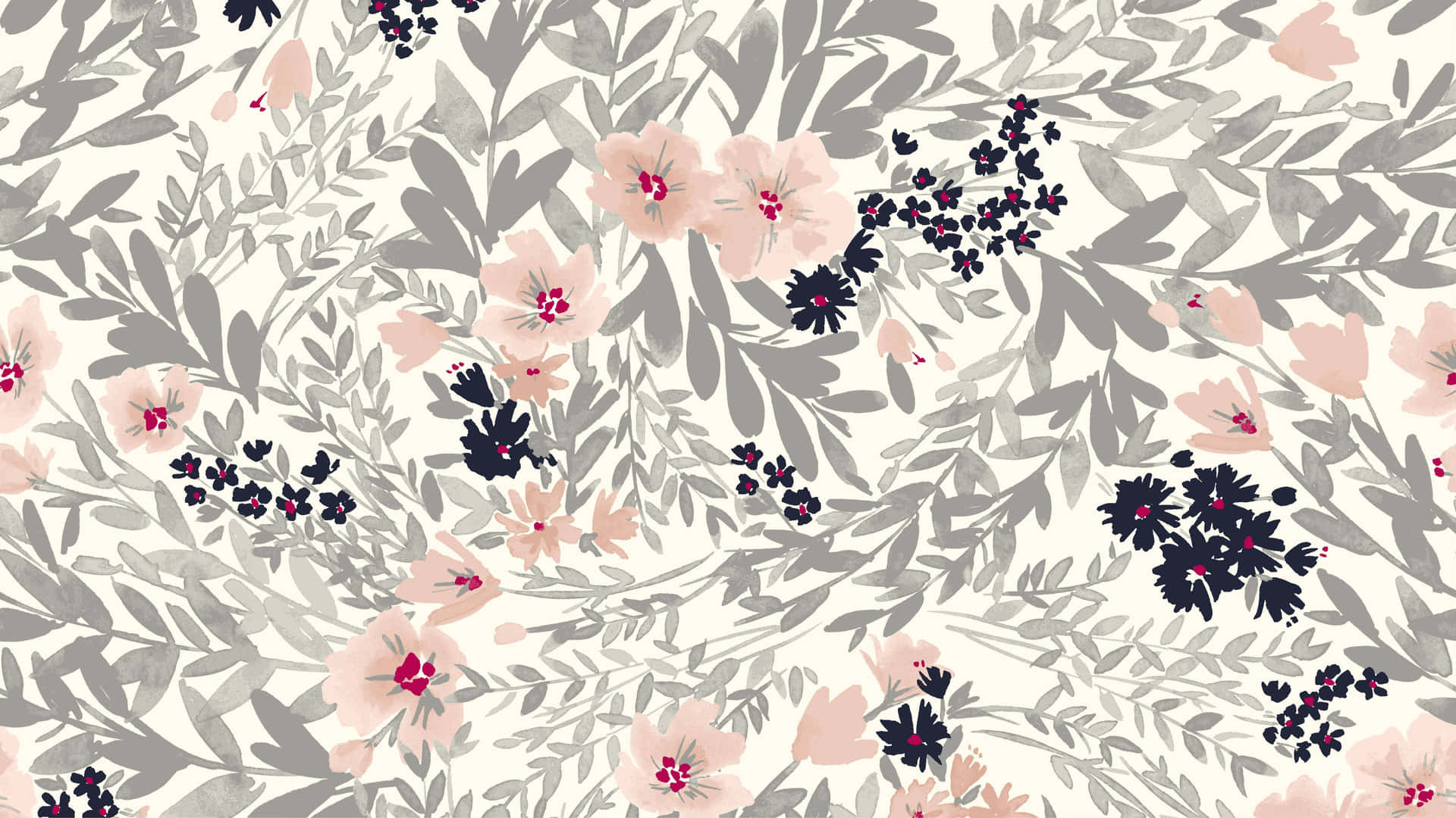 Einrosa-schwarzes Florales Muster Wallpaper