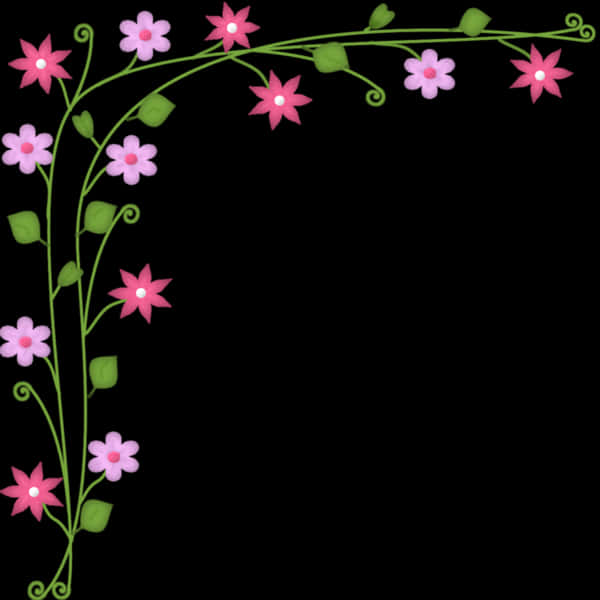 Floral Corner Design Element PNG