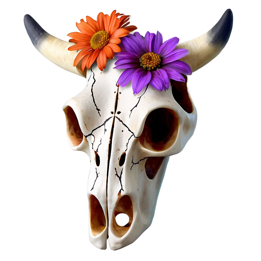 Floral Cow Skull Decoration Png Oge3 PNG