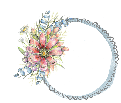 Floral_ Crescent_ Moon_ Illustration PNG