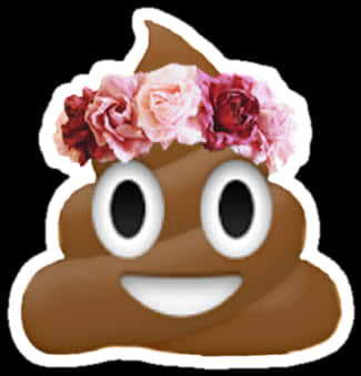 Floral Crowned Poop Emoji PNG
